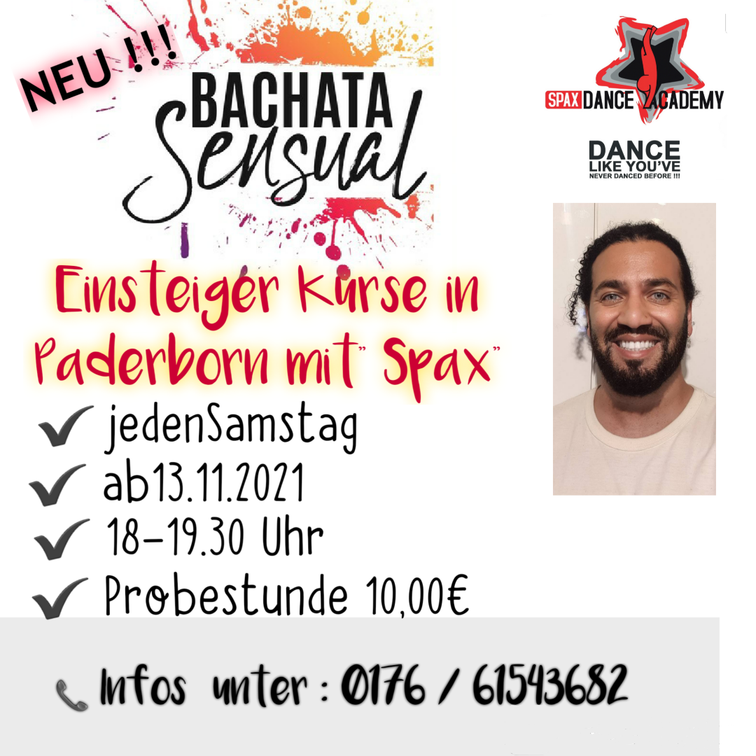 Neuer Tanzkurs: Bachata Sensual. Ab dem 13.10.2021. Immer Samstags von 18-19:30 Uhr